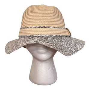 The Accessory Collection Women's Paper Braid Bow Accented Contrasting Sized Brim
